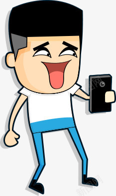笑着玩手机的卡通男人png免抠素材_新图网 https://ixintu.com 卡通 手机 男人