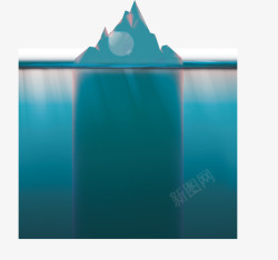 具有漂浮冰山的蓝色扁平化海洋矢矢量图素材