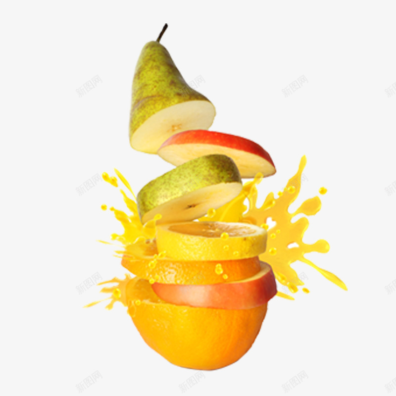 混合水果汁png免抠素材_新图网 https://ixintu.com 柠檬 梨子 橙子 混合果汁 苹果 鲜榨果汁