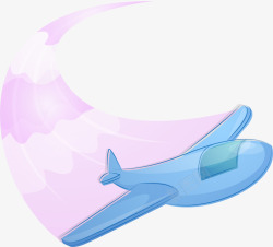 飞行线快速飞行的蓝色飞机高清图片