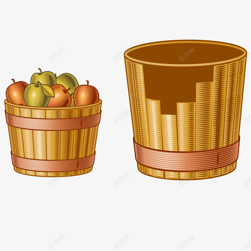 木桶png免抠素材_新图网 https://ixintu.com 卡通木桶 容器 木桶 木质桶 桶 桶子 水果