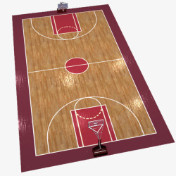 棕色围栏木制篮球场地红色边条篮球场地高清图片