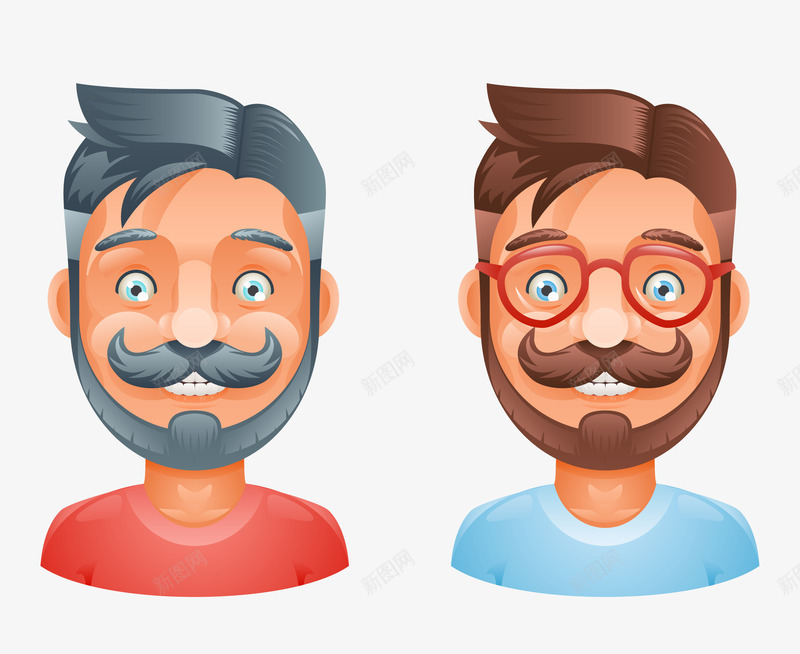 微笑的两个男人png免抠素材_新图网 https://ixintu.com PNG图形 PNG装饰 卡通 男人 表情 装饰