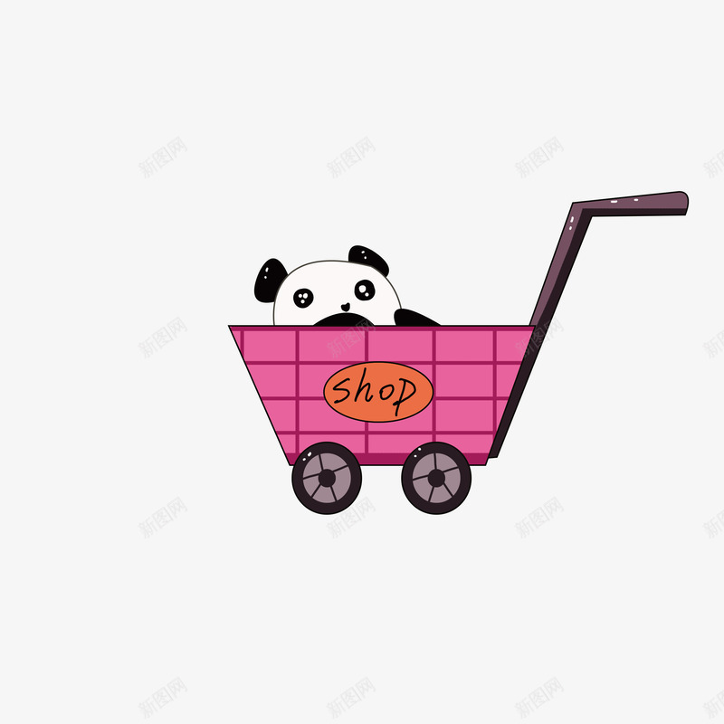 双十一创意熊猫购物车png免抠素材_新图网 https://ixintu.com 1111 促销平台 创意卡通 双11 双12 双十一 双十二 电商 购物