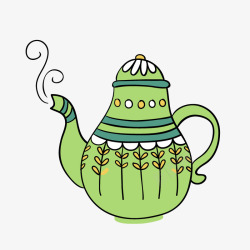 绿色卡通茶壶矢量图素材