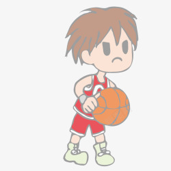 卡通篮球运动员和篮球素材