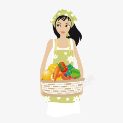 代言蔬菜的女生抱着蔬菜水果的女孩矢量图高清图片