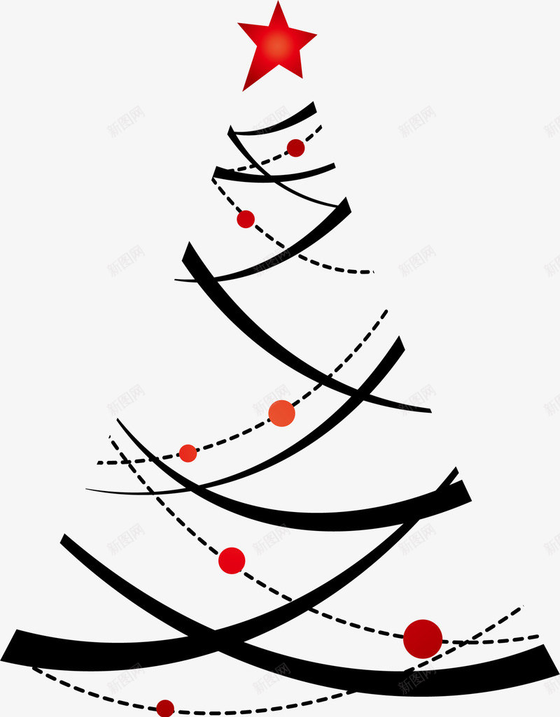 圣诞节黑色圣诞树png免抠素材_新图网 https://ixintu.com christmas merry 圣诞节 星星装饰品 红色圣诞球 红色星星 黑色圣诞树