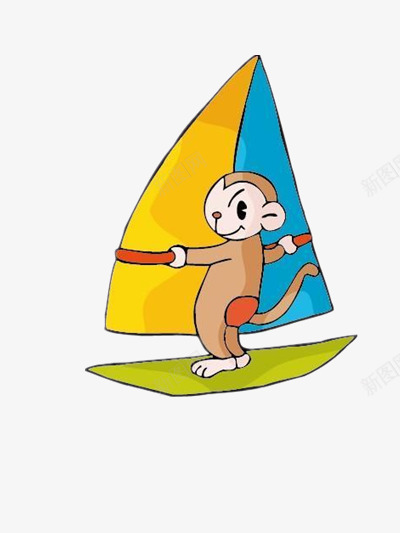站在帆船上的小猴png免抠素材_新图网 https://ixintu.com 冒险 动物 卡通 运动