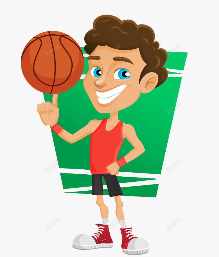 卡通手绘Q版玩篮球年轻男人png免抠素材_新图网 https://ixintu.com Q版的男人 卡通的男人 平面男人 手绘的篮球 玩篮球的男人