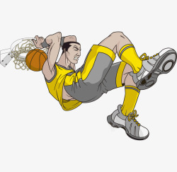 卡通手绘灌篮打篮球运动员素材