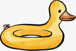 游泳的小黄鸭水彩清凉夏日小黄鸭游泳圈素矢量图图标高清图片