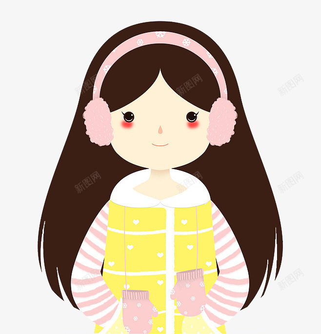 冬日里的小女孩png免抠素材_新图网 https://ixintu.com 人物 冬季 卡通手绘 可爱 粉色