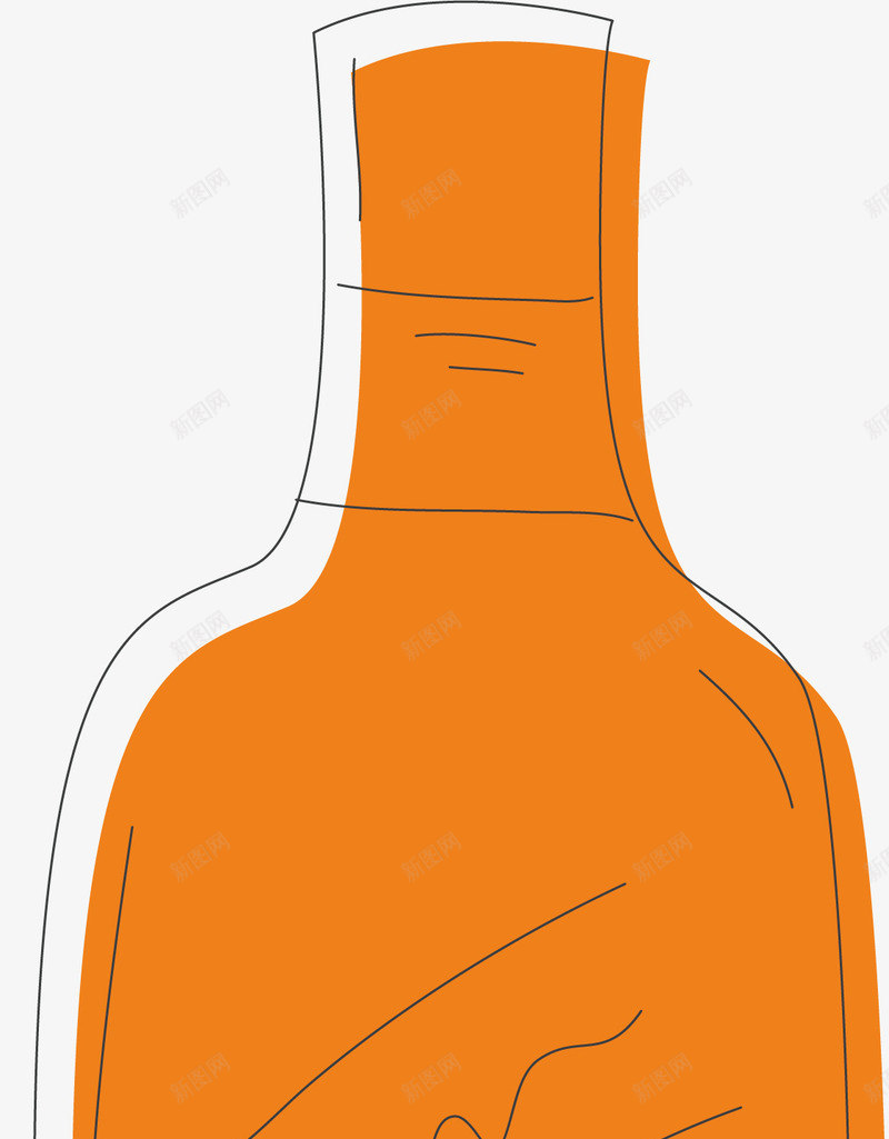 橙黄色酒瓶矢量图ai免抠素材_新图网 https://ixintu.com 手绘 瓶子 简约 线条 饮品 矢量图