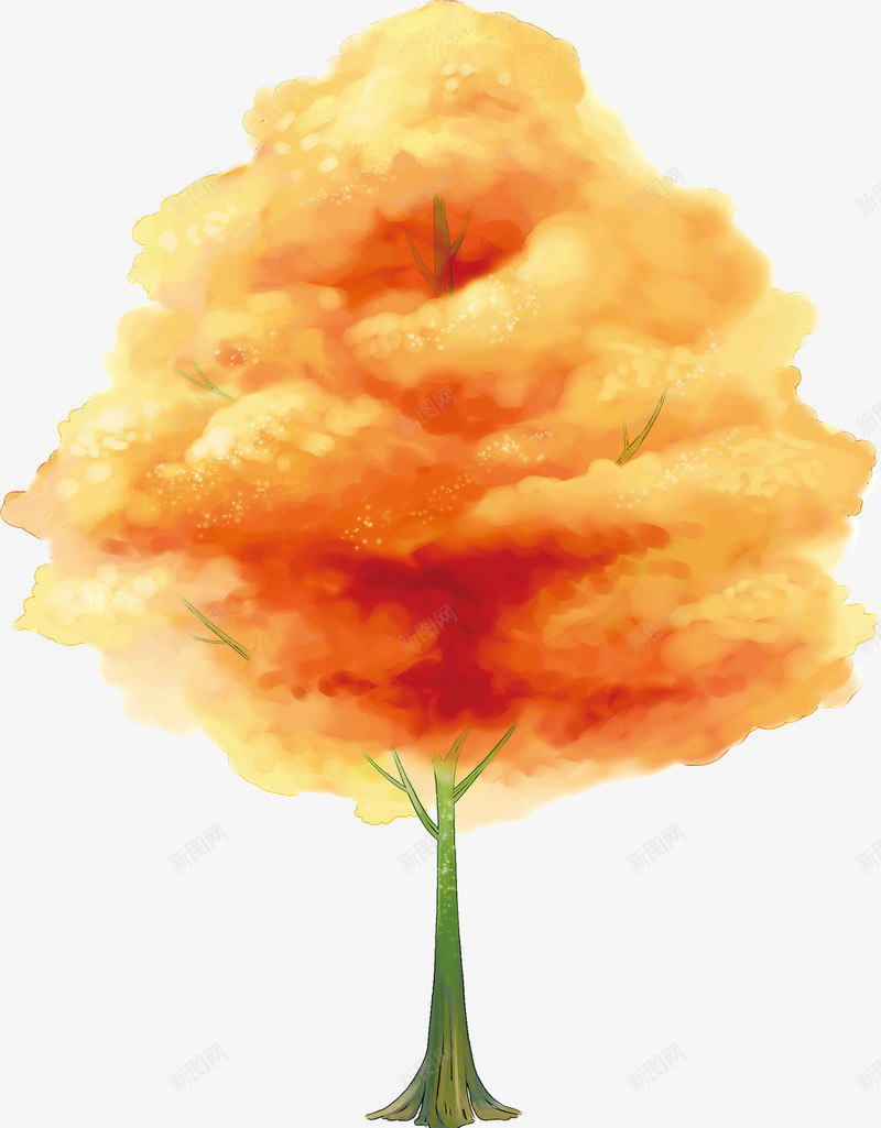 黄色烟雾迷蒙的大树png免抠素材_新图网 https://ixintu.com png图形 大树 植物 秋季 装饰 黄色