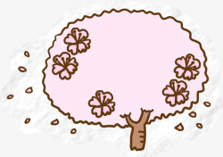 粉色卡通艺术大树素材
