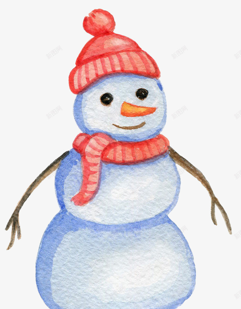 卡通手绘蓝色的雪人png免抠素材_新图网 https://ixintu.com 创意 动漫动画 卡通手绘 可爱的雪人 简约 蓝色