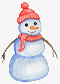 雪人动画卡通手绘蓝色的雪人高清图片
