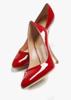 大红色女士漆皮高跟鞋素材