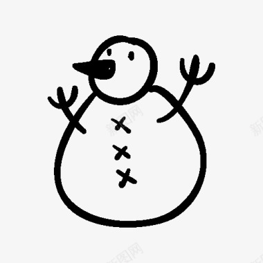 黑色圣诞节日雪人图标图标