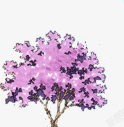 手绘粉色植物大树素材