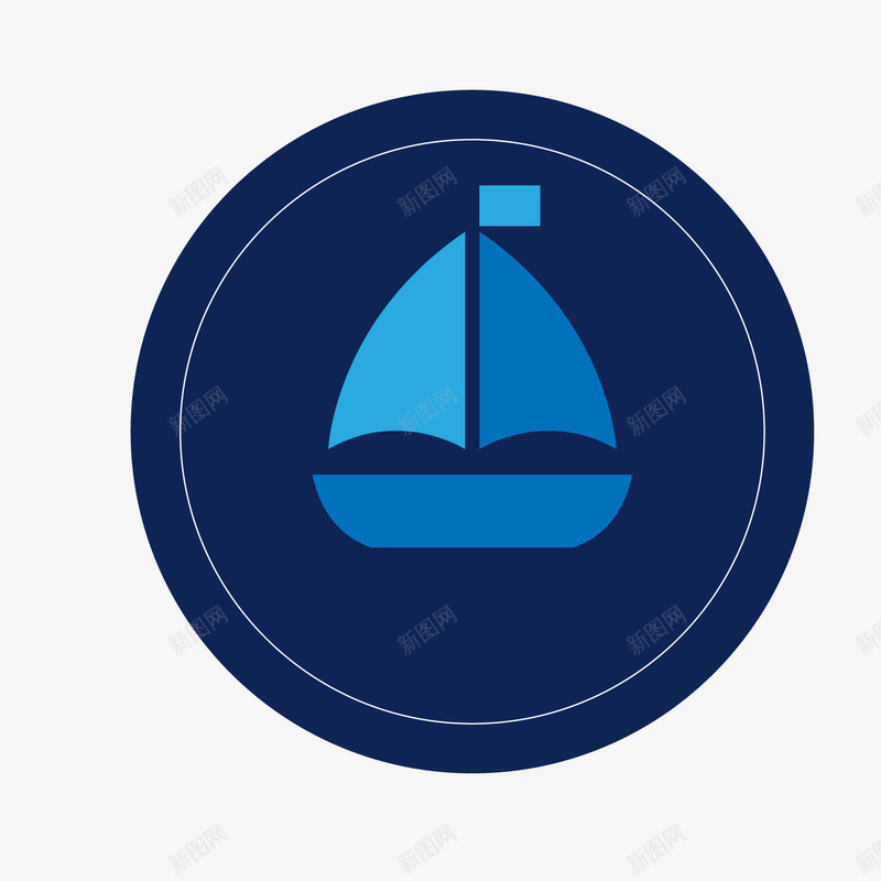蓝色帆船标签png免抠素材_新图网 https://ixintu.com 卡通小船标签 卡通帆船 帆船标签 文案背景 蓝色帆船