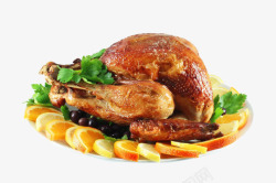 烧鸡鸡肉一盘感恩节火鸡大餐高清图片