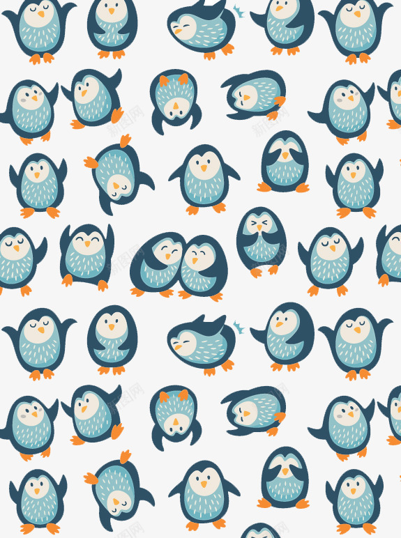 可爱卡通企鹅背景png免抠素材_新图网 https://ixintu.com 创意设计 卡通设计 可爱动物设计