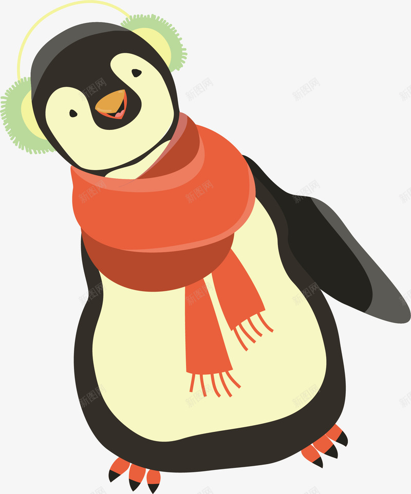可爱的企鹅png免抠素材_新图网 https://ixintu.com 企鹅 动物 卡通手绘 可爱 宠物 红色围巾 黑色
