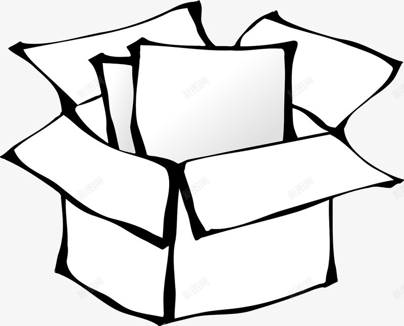 打开的箱子png免抠素材_新图网 https://ixintu.com 手绘箱子 纸张 纸箱 黑白