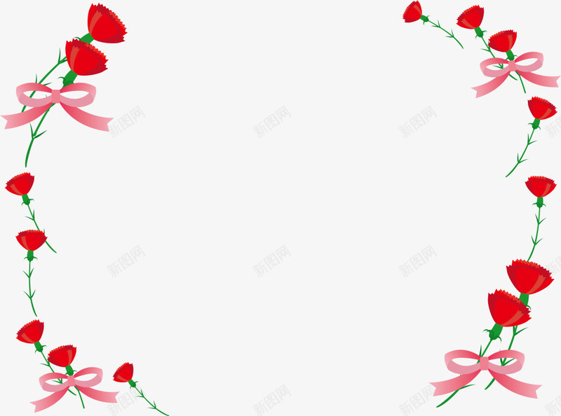 红色美丽康乃馨框架png免抠素材_新图网 https://ixintu.com 妈妈 康乃馨 母亲 母亲节 花朵 边框纹理 鲜花植物