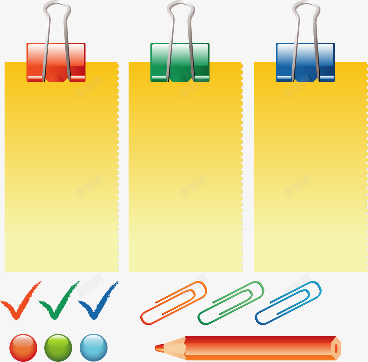 手绘夹子和便签纸矢量图ai免抠素材_新图网 https://ixintu.com 夹子和便签纸 手绘 文具 矢量图