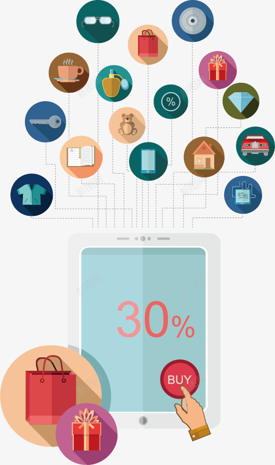 网购元素矢量图eps免抠素材_新图网 https://ixintu.com 房子 手提袋 折扣 汽车 礼物 矢量图