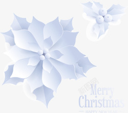 白色3D立体剪纸花朵素材
