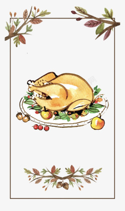 感恩节花边火鸡图案与边框高清图片