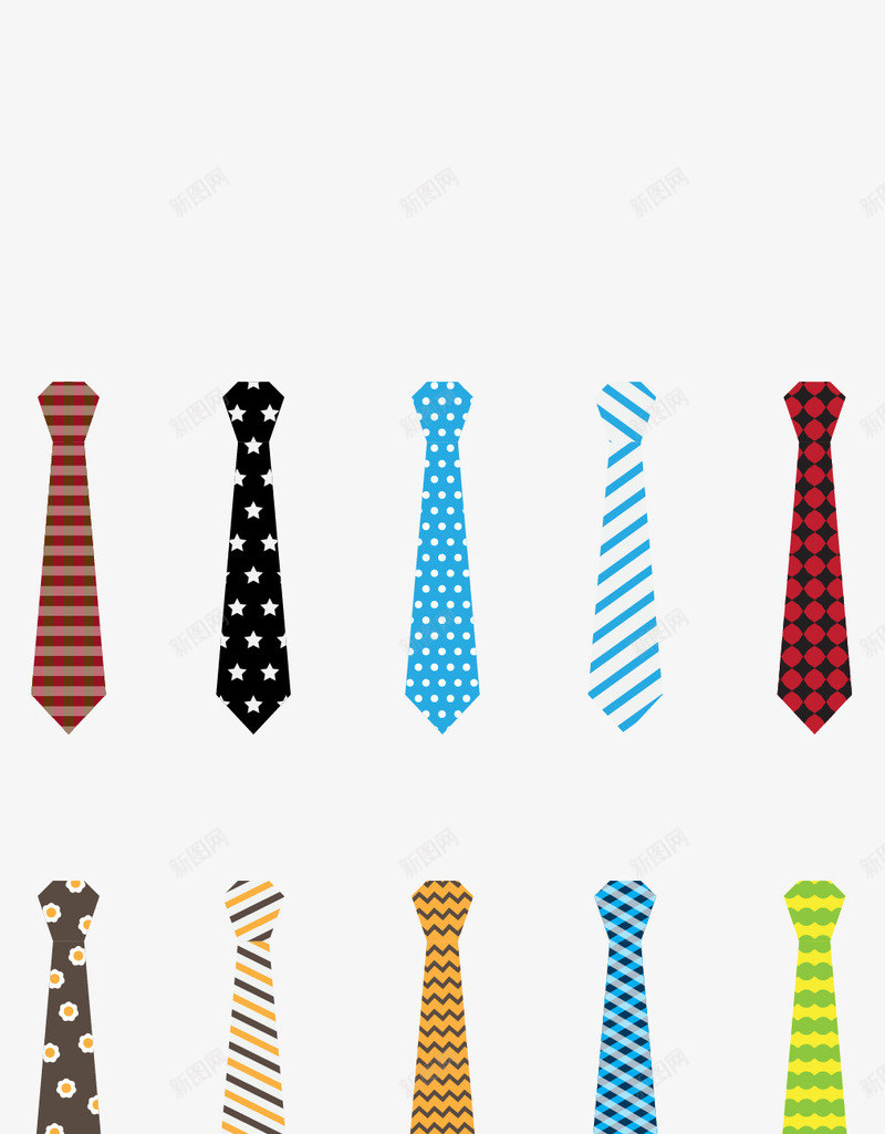 一组领带png免抠素材_新图网 https://ixintu.com 免扣png素材 免费png素材 参加宴会 年会装备 条纹 格纹 领带