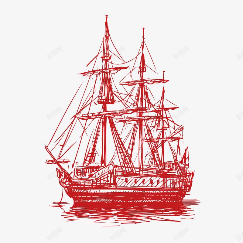帆船png免抠素材_新图网 https://ixintu.com 帆 帆船 手绘 游船 游艇 船