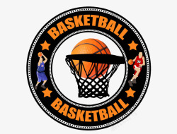 篮球俱乐部简约体育圆形篮球徽章图标高清图片