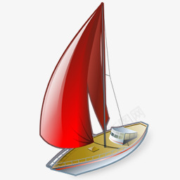 船png免抠素材_新图网 https://ixintu.com 卡通 帆船 红帆布 船