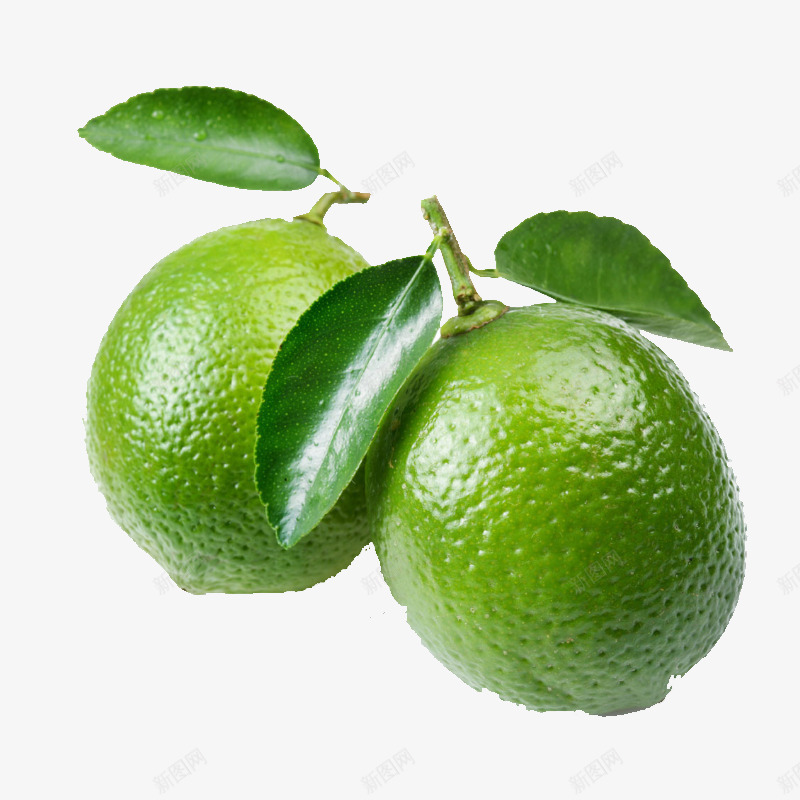 带叶子的绿色橘子png免抠素材_新图网 https://ixintu.com 叶子 橘子 绿色水果 绿色的橘子