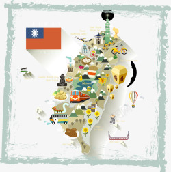 漂浮台湾旅游景点标注矢量图素材