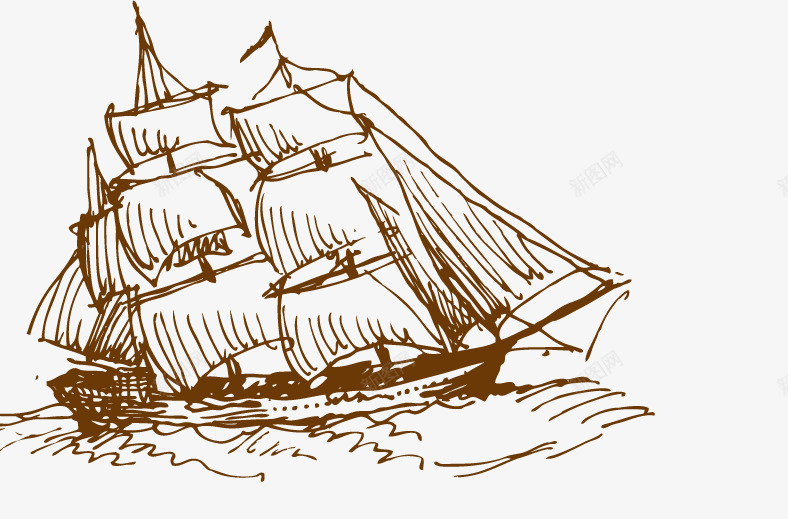 帆船png免抠素材_新图网 https://ixintu.com 帆船 手绘帆船 素描帆船图片