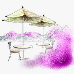 紫色的亭子手绘小亭子高清图片