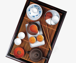 水彩茶饮品茶具矢量图写实精美陶瓷茶具高清图片