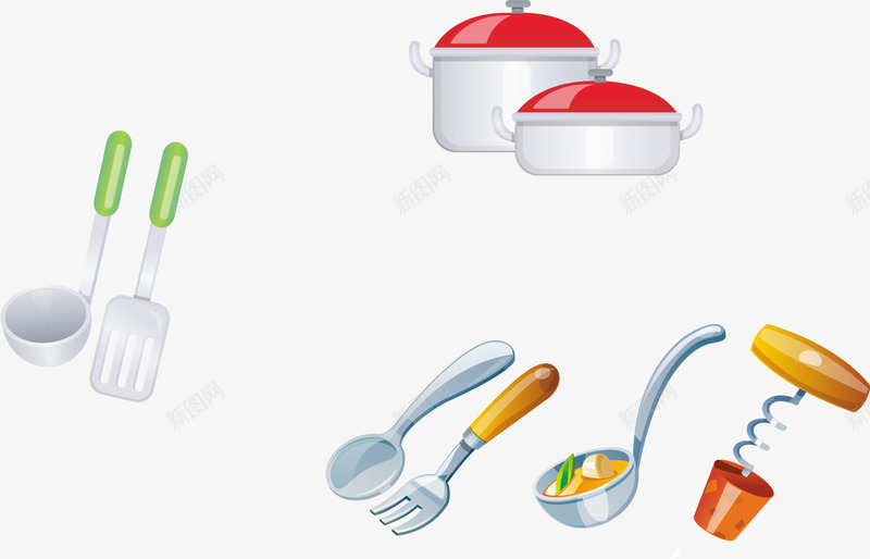 厨房用品png免抠素材_新图网 https://ixintu.com 勺 厨房 厨房用品 锅 锅碗瓢盆