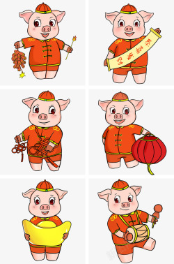 如意和猪2019猪卡通手绘猪年拜大年高清图片