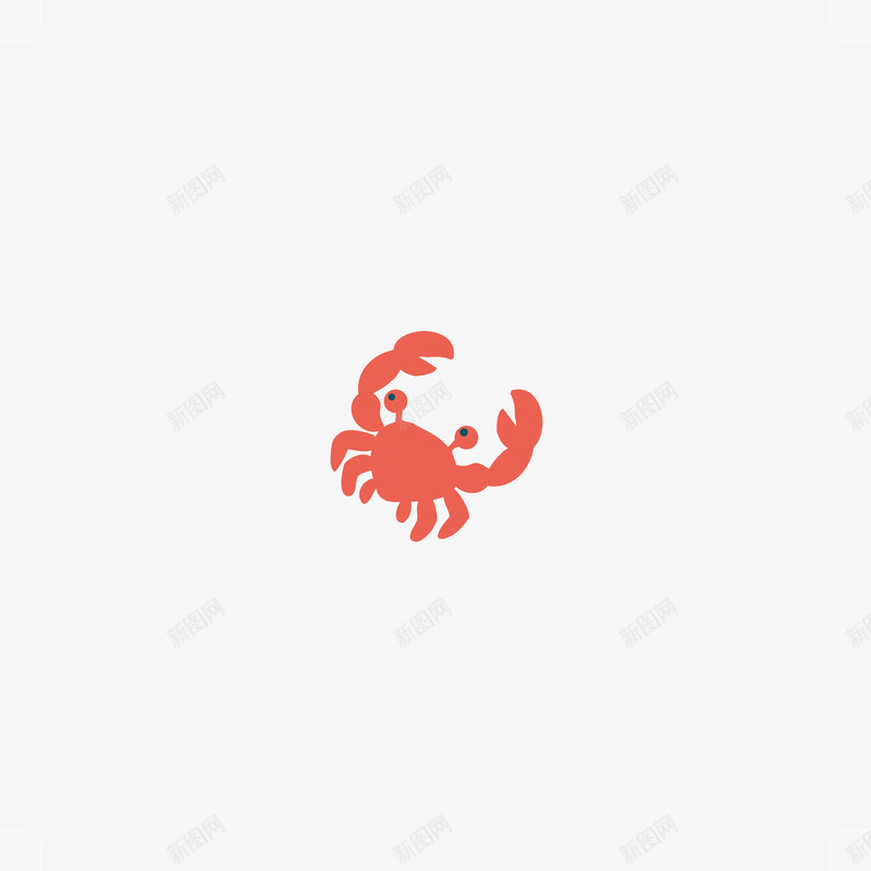 螃蟹png免抠素材_新图网 https://ixintu.com 卡通 可爱 手绘 海产品 海滩 海边 红色 线条 螃蟹