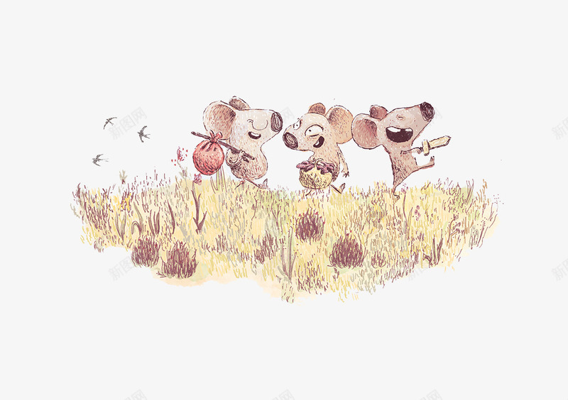 三只小老鼠png免抠素材_新图网 https://ixintu.com 儿童插画 卡通 卡通元素 小老鼠 故事插画