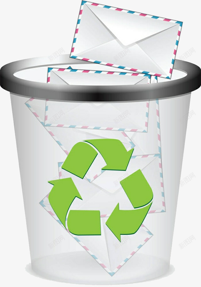 手绘装信封的可循环垃圾桶png免抠素材_新图网 https://ixintu.com 可循环 回收 垃圾 垃圾场 垃圾处理 废物 清洁