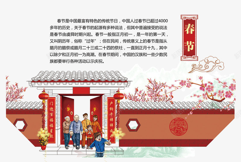 中国节日春节psd免抠素材_新图网 https://ixintu.com 中国节日 传统 插画 春节